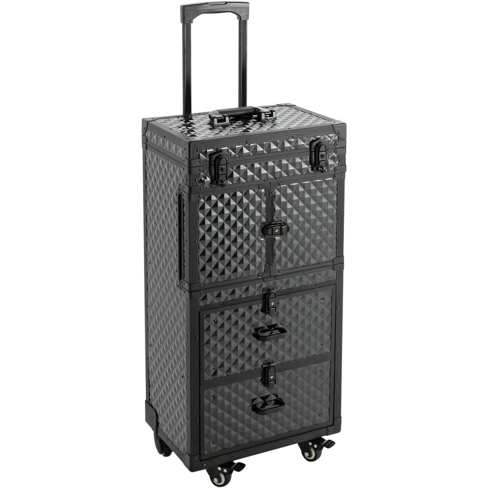 Beauty Makeup Trolley - Portable Lockable Makeup Case with Drawers,