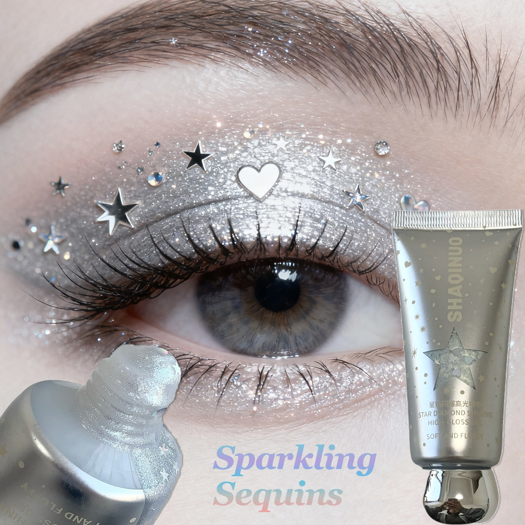 Star Heart Sequins Glitter Gel - Eyeshadow Glitter Pigment recensione e prezzo