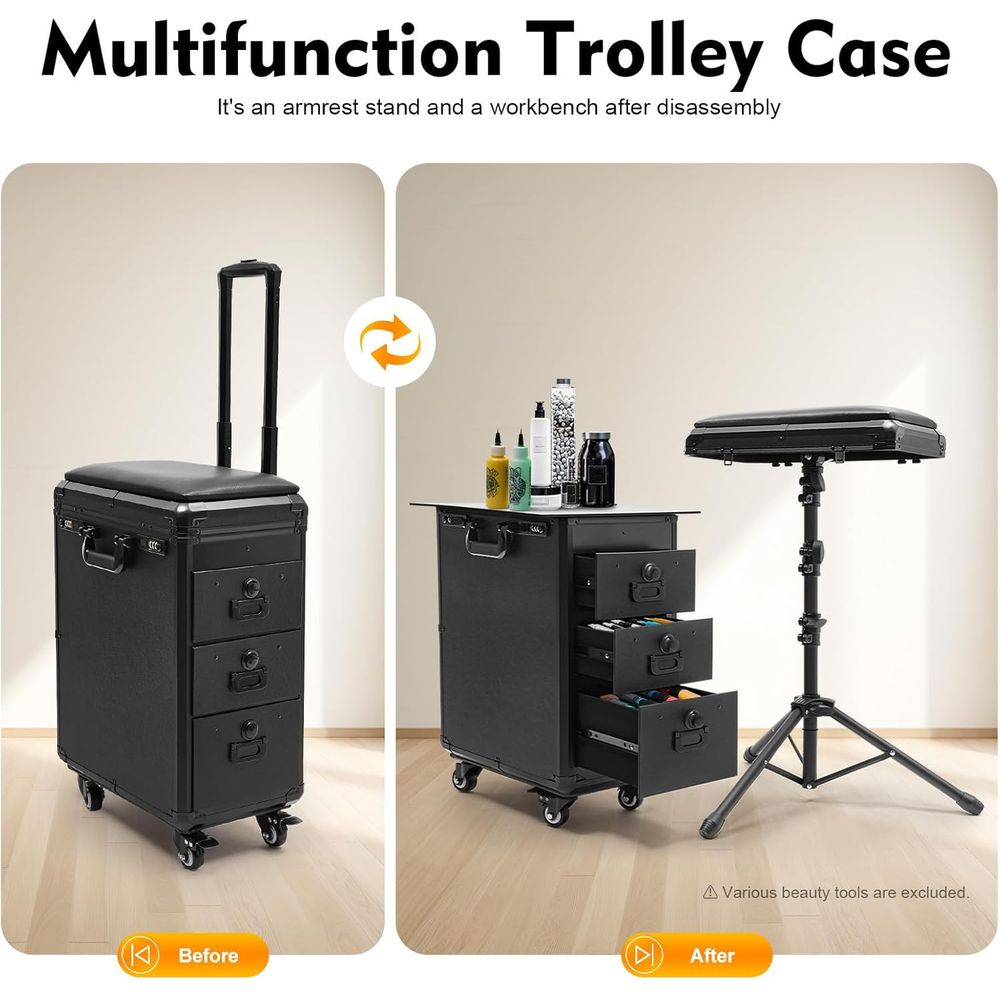 Rolling Acrylic Tattoo Case, M - Beauty Makeup Trolley recensione e prezzo