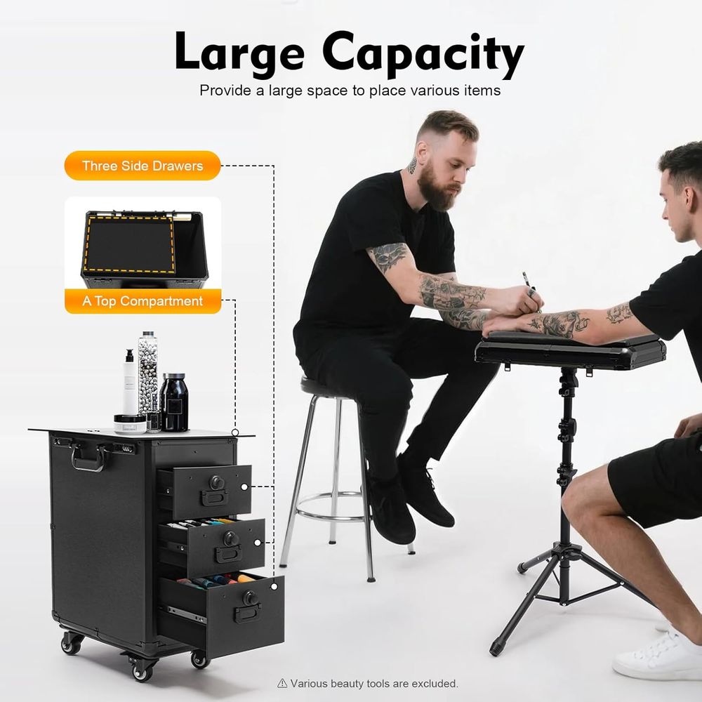 Rolling Acrylic Tattoo Case, M - Beauty Makeup Trolley recensione e prezzo