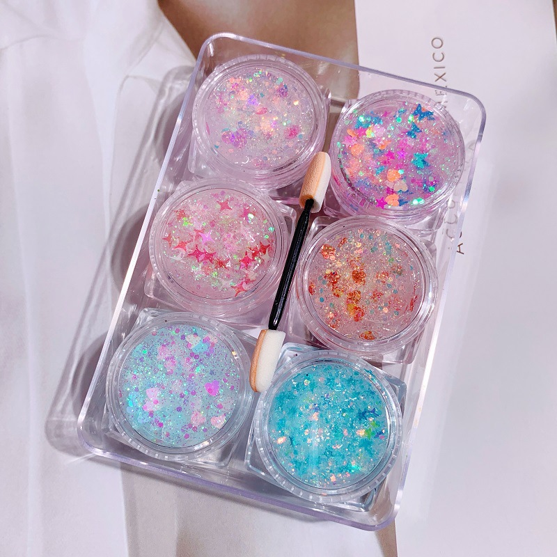 6 boxes Mermaid Sequins Glitte - Eyeshadow Glitter Pigment recensione e prezzo