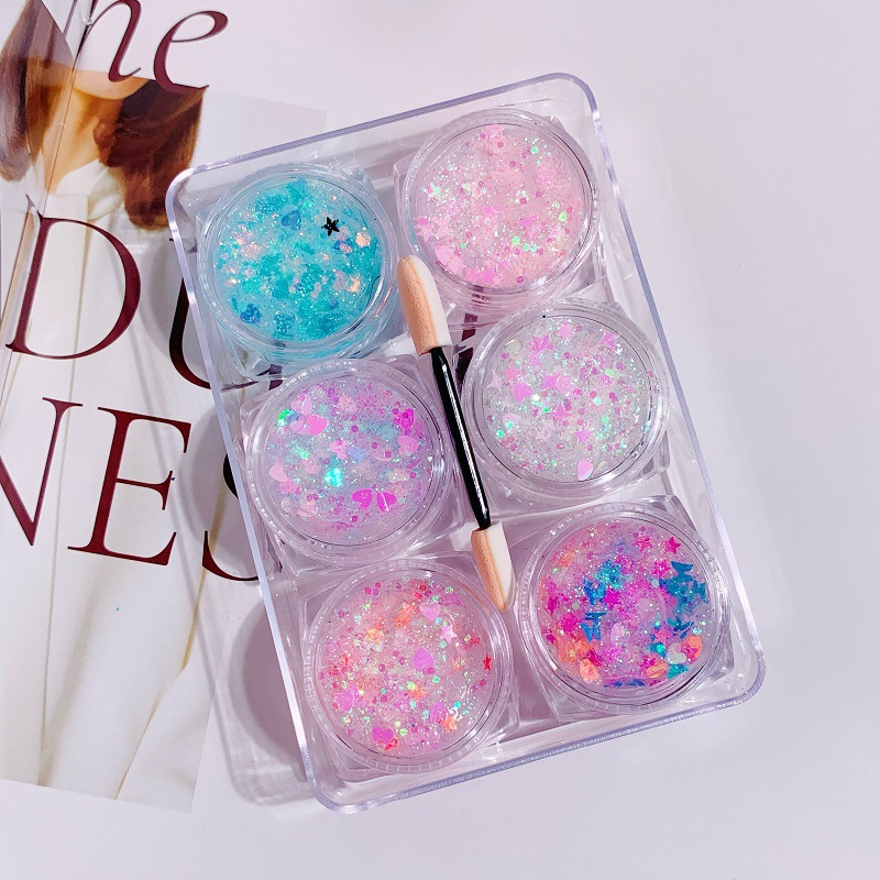 6 boxes Mermaid Sequins Glitte - Eyeshadow Glitter Pigment recensione e prezzo