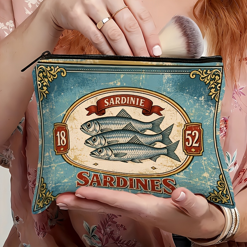 Retro Sardine Print Makeup Bag - Beauty Without Makeup recensione e prezzo