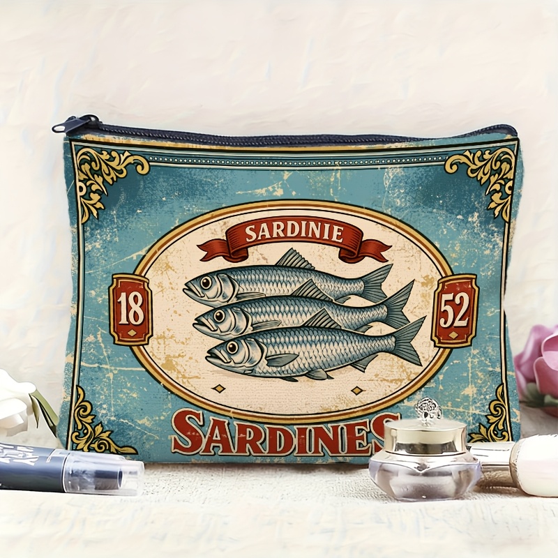 Retro Sardine Print Makeup Bag - Beauty Without Makeup recensione e prezzo