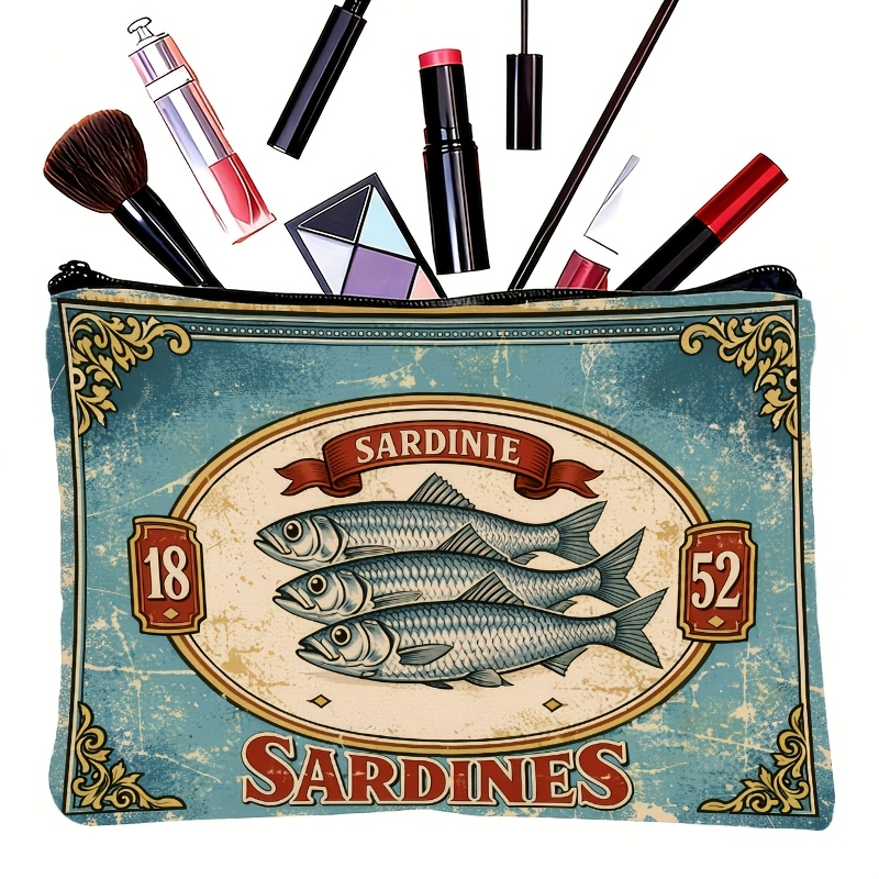 Retro Sardine Print Makeup Bag - Beauty Without Makeup recensione e prezzo